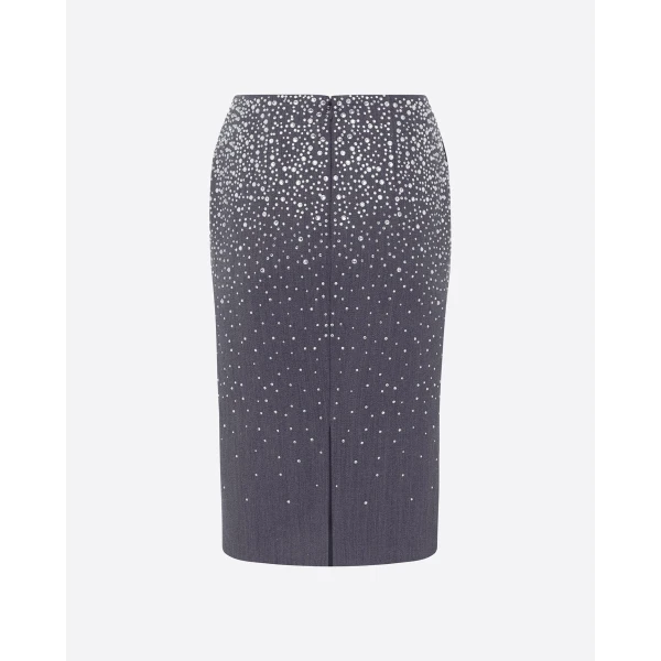 Alex Perry Skirt in Crystal Suiting, Slate Grey, view 4