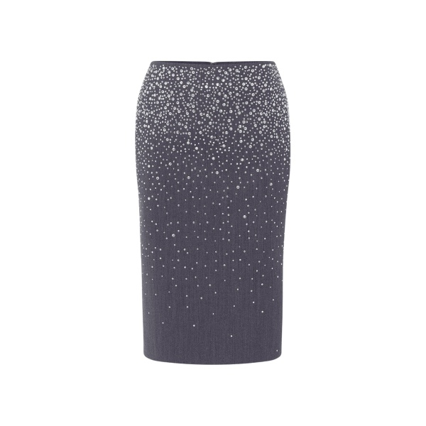 Alex Perry Skirt in Crystal Suiting, Slate Grey