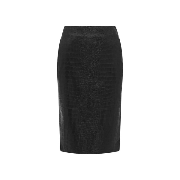 Alex Perry Skirt in Embossed Leather, Black