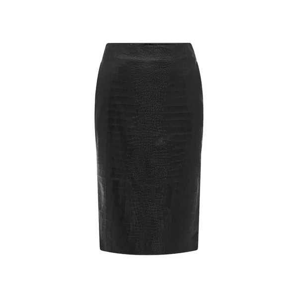 Alex Perry Skirt in Embossed Leather, Black