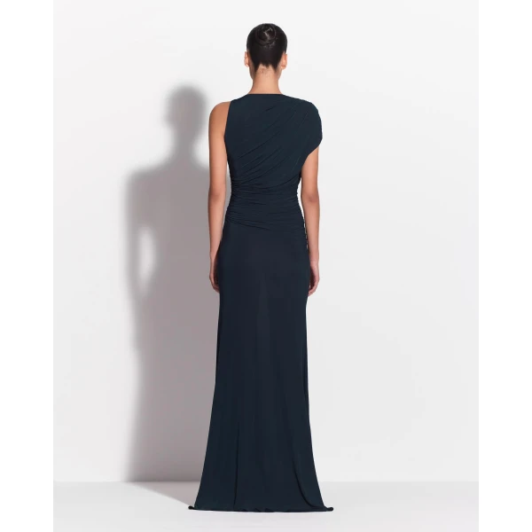 Alex Perry Sleeveless Ruched Gown in Jersey, Marine, view 5