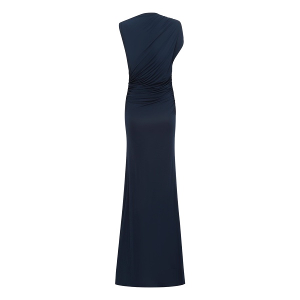 Alex Perry Sleeveless Ruched Gown in Jersey, Marine