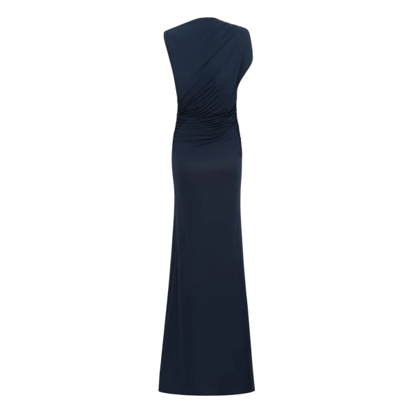 Alex Perry Sleeveless Ruched Gown in Jersey, Marine