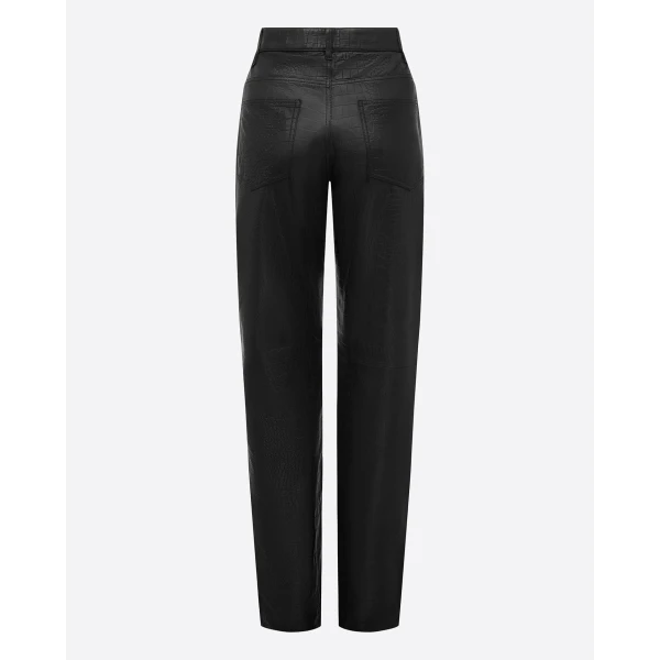 Alex Perry Straight Cut Jean in Embossed Leather, Black, view 4
