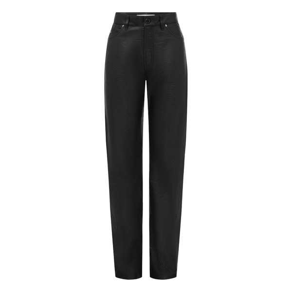 Alex Perry Straight Cut Jean in Embossed Leather, Black