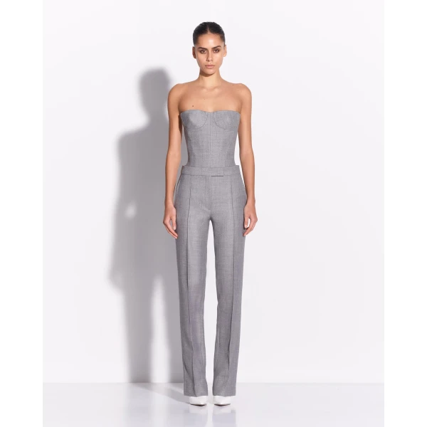 Alex Perry Straight Trouser in Wool Suiting, Grey, view 2