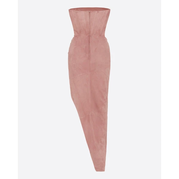 Alex Perry Strapless Corset Drape Gown in Suede, Dusty Rose, view 4