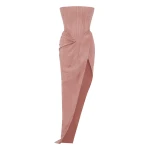 Alex Perry Strapless Corset Drape Gown in Suede, Dusty Rose