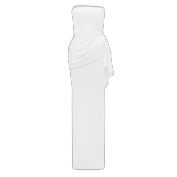 Alex Perry Strapless Corset Tiered Gown in Satin Crepe, White
