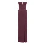 Alex Perry Strapless Cup Column in Satin Crepe, Plum Dress