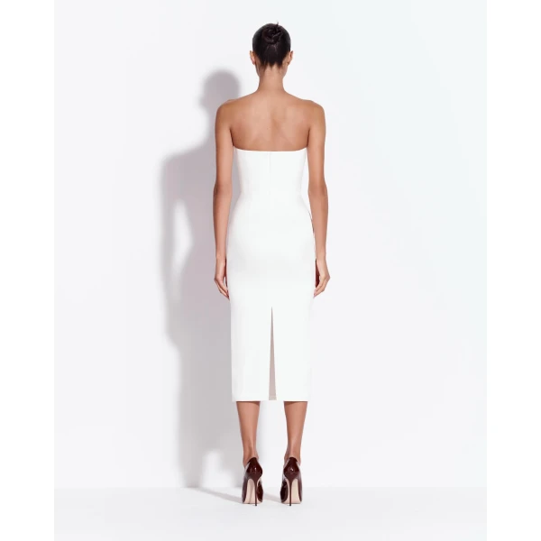 Alex Perry Strapless Cup Dress in Satin Crepe, White, view 3