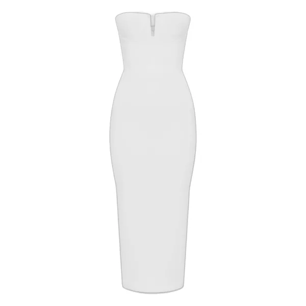 Alex Perry Strapless Cup Dress in Satin Crepe, White