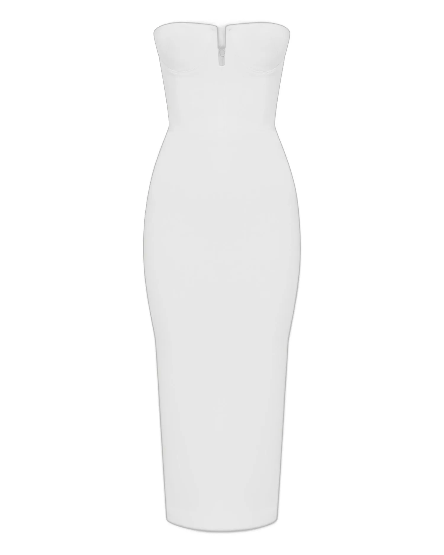 Alex Perry Strapless Cup Dress in Satin Crepe Alex Perry Strapless Cup Dress in Satin Crepe, White