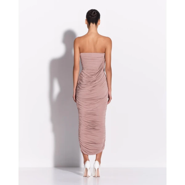 Alex Perry Strapless Drape Column in Jersey, Mink Dress, view 3