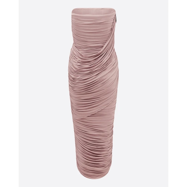 Alex Perry Strapless Drape Column in Jersey, Mink Dress, view 4