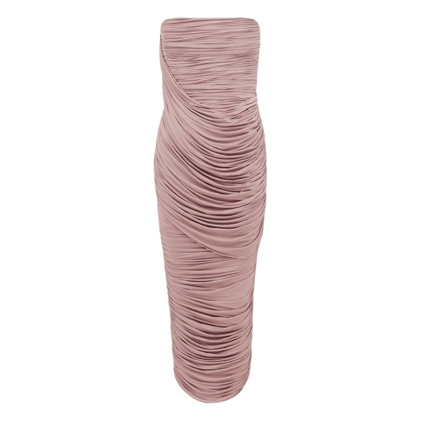 Alex Perry Strapless Drape Column in Jersey, Mink Dress