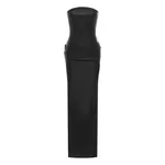 Alex Perry Strapless Drape Column in Leather, Black Dress