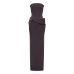 Alex Perry Strapless Drape Column in Satin Crepe, Fig Dress