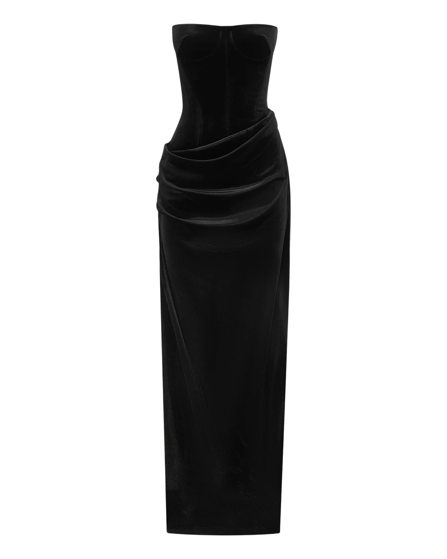 Alex-Perry-Strapless-Drape-Column-in-Velvet-Black19926_nobg Alex Perry Strapless Drape Column in Velvet, Black Dress
