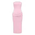 Alex Perry Strapless Drape Dress in Satin Crepe, Peony