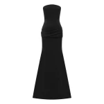 Alex Perry Strapless Drape Gown in Satin Crepe, Black