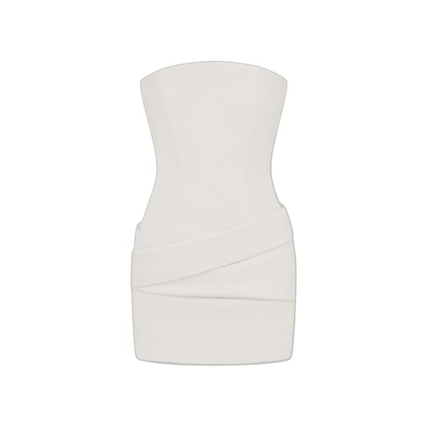 Alex Perry Strapless Drape Mini Dress in Leather, White