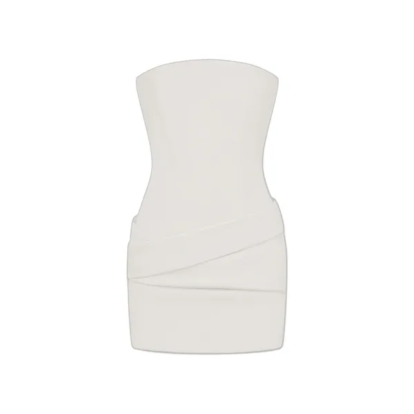 Alex Perry Strapless Drape Mini Dress in Leather, White