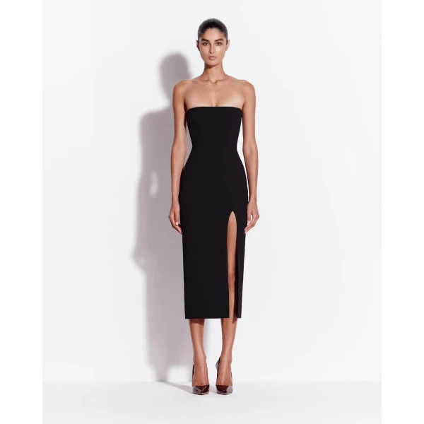 Alex Perry Strapless Dress in Crepe, Black, view 2