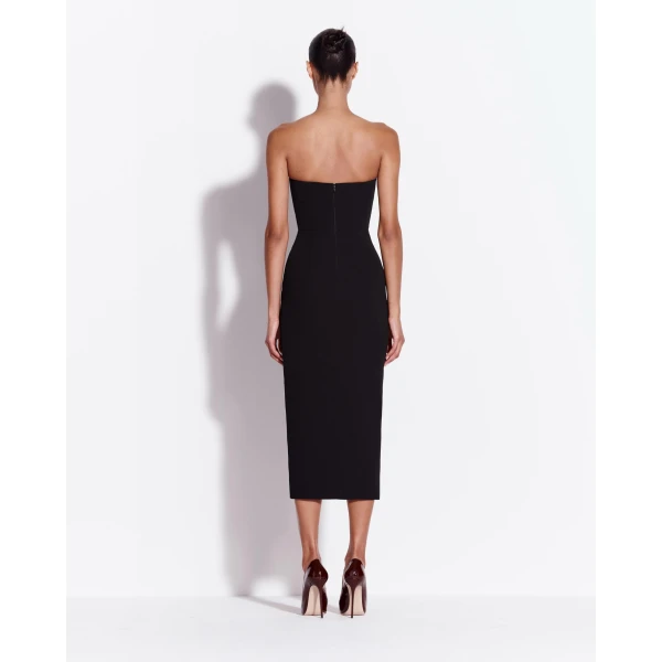 Alex Perry Strapless Dress in Crepe, Black, view 3