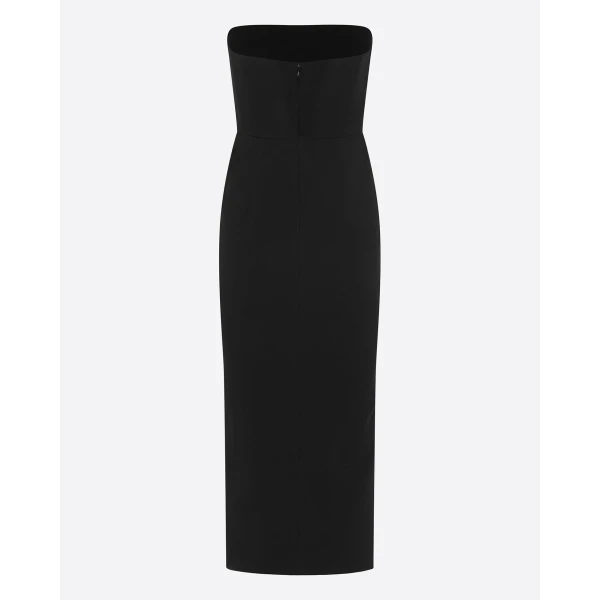 Alex Perry Strapless Dress in Crepe, Black, view 4