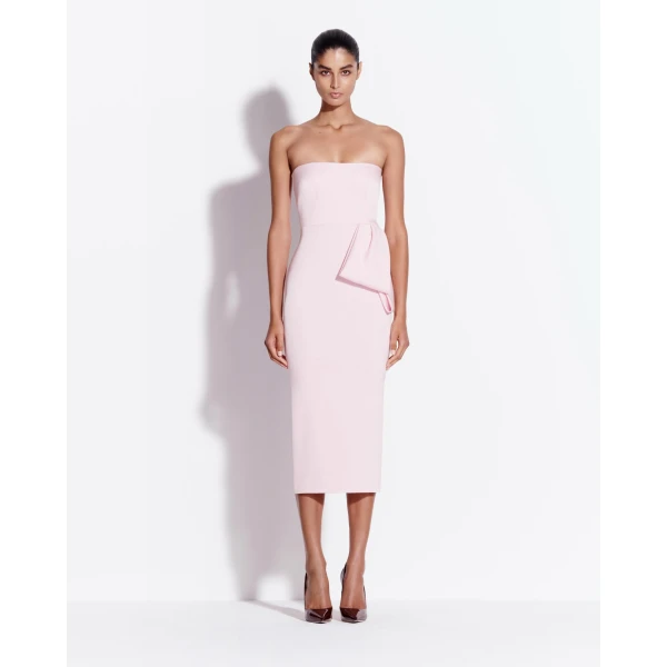 Alex Perry Strapless Dress in Satin Crepe, Powder Pink, view 3
