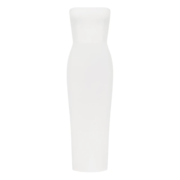 Alex Perry Strapless Dress in Stretch Crepe, White