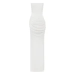 Alex Perry Strapless Longline Draped Column in Satin Crepe, White Dress