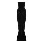 Alex Perry Strapless Ruched Gown in Velvet, Black