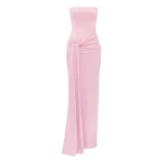 Alex Perry Strapless Sash Drape Column in Satin Crepe, Peony Dress