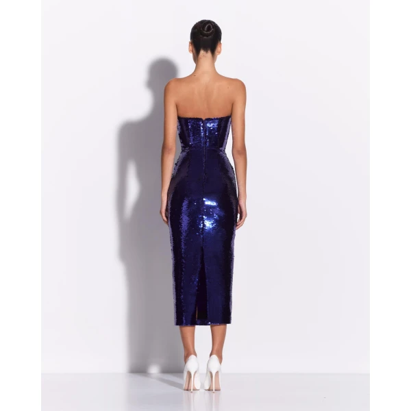 Alex Perry Strapless Sweetheart Dress in Sequin, Iris, view 4