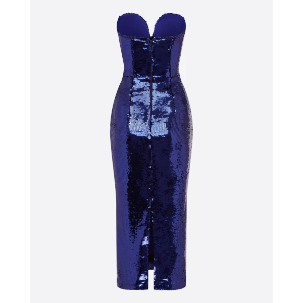 Alex Perry Strapless Sweetheart Dress in Sequin, Iris, view 5