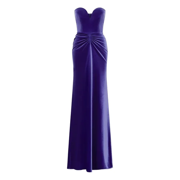 Alex Perry Strapless Sweetheart Ruched Gown in Velvet, Iris