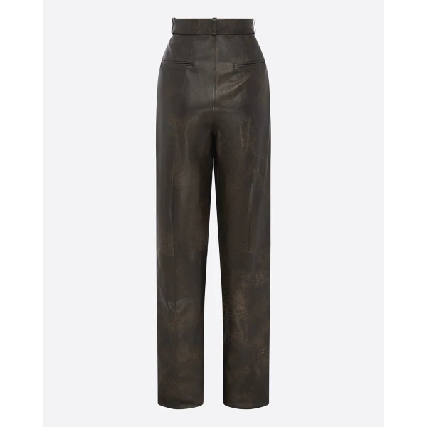 Alex Perry Tailored Trouser in Leather, Dark Brown, view 4