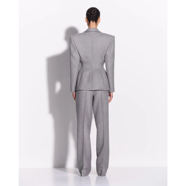 Alex Perry Tailored Trouser in Wool Suiting, Grey, view 3