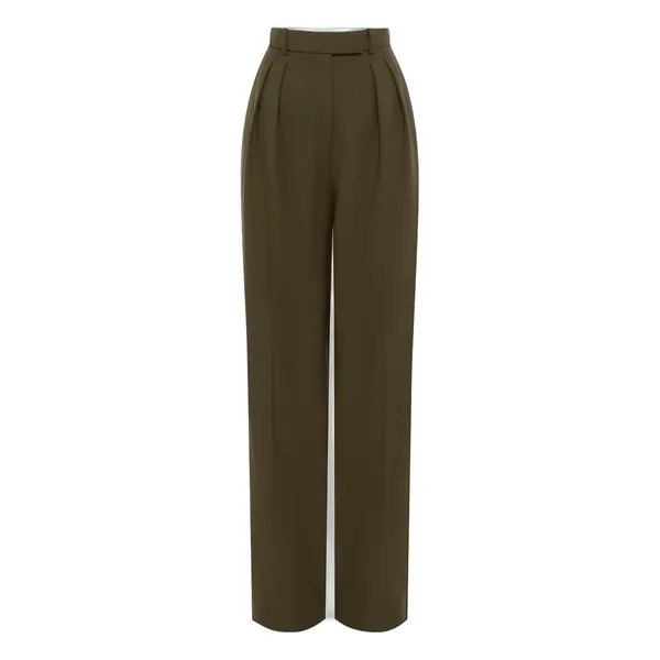 Alex Perry Tailored Trouser in Wool Suiting, Olive