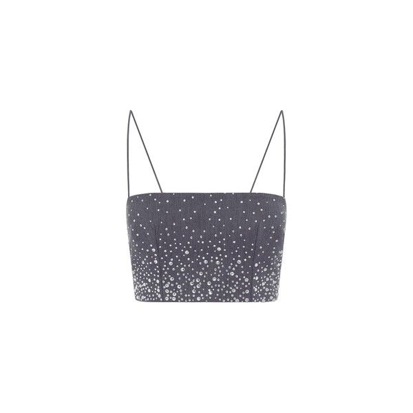 Alex Perry Top in Crystal Suiting, Slate Grey