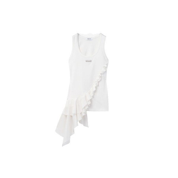 Alexander McQueen Asymmetric Ruffle Tank Top