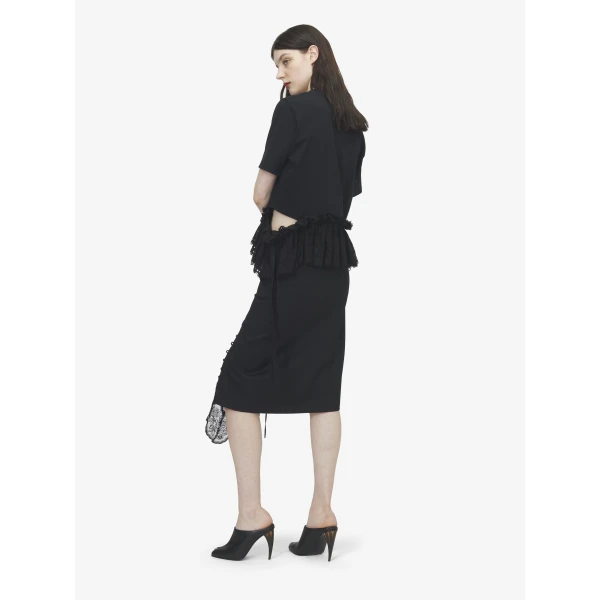 Alexander McQueen Corset Lacing Panel Pencil Skirt in Black, view 3