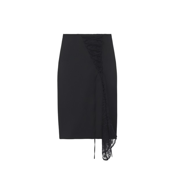 Alexander McQueen Corset Lacing Panel Pencil Skirt in Black