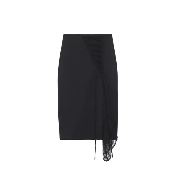 Alexander McQueen Corset Lacing Panel Pencil Skirt in Black