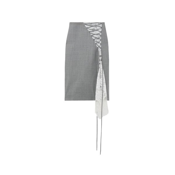 Alexander McQueen Corset Lacing Panel Pencil Skirt in Black/Ivory