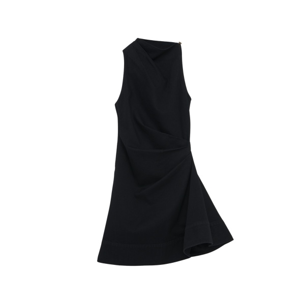 Alexander McQueen Denim Asymmetric Mini Dress in Black