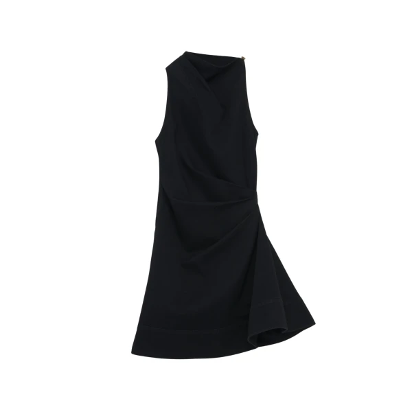 Alexander McQueen Denim Asymmetric Mini Dress in Black