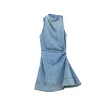 Alexander McQueen Denim Asymmetric Mini Dress in Washed Blue